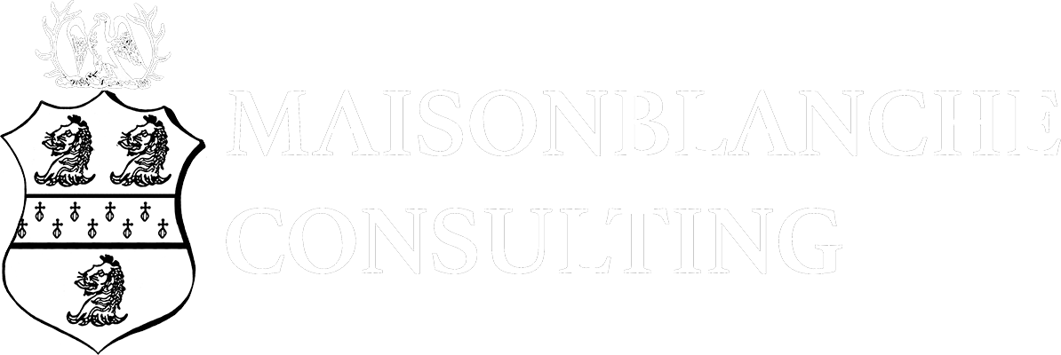 What is the meaning of the MaisonBlanche Consulting logo?